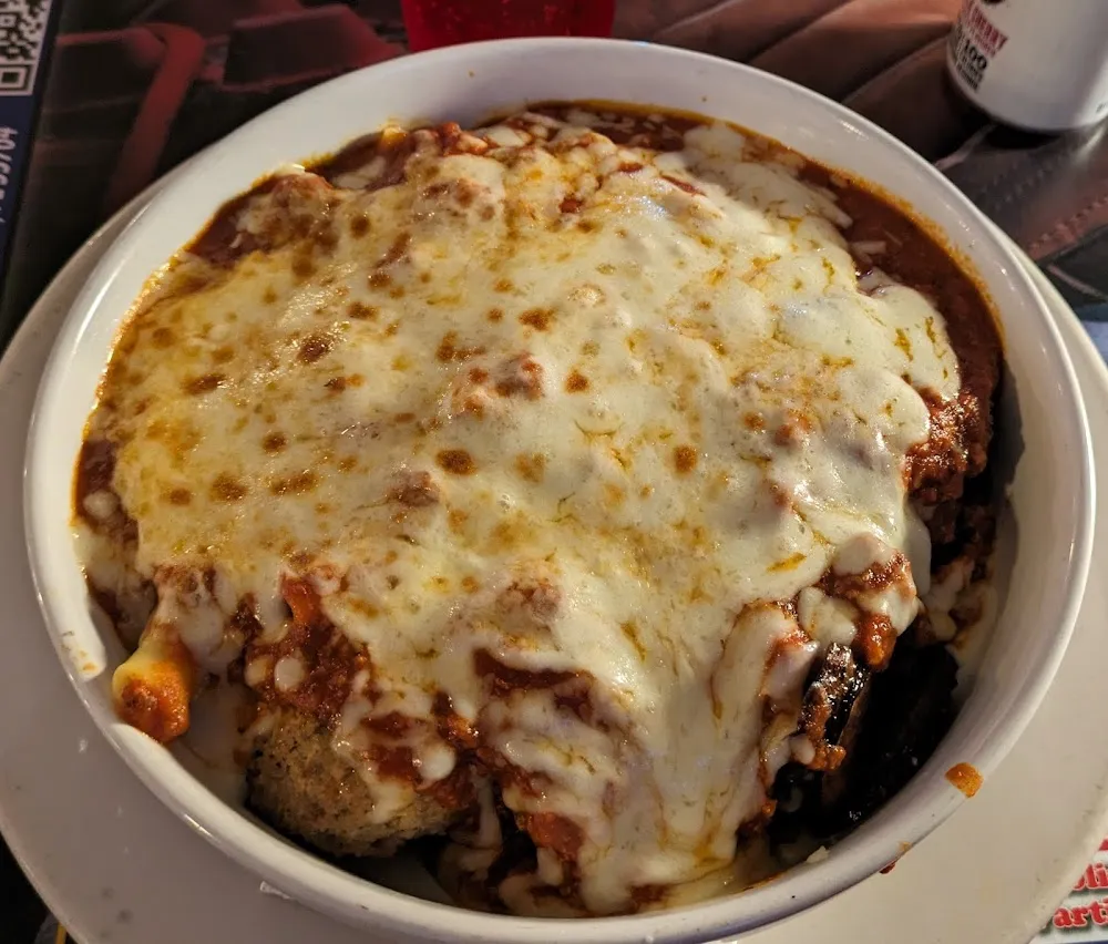 Eggplant Parmesan with Ziti with Meatballs