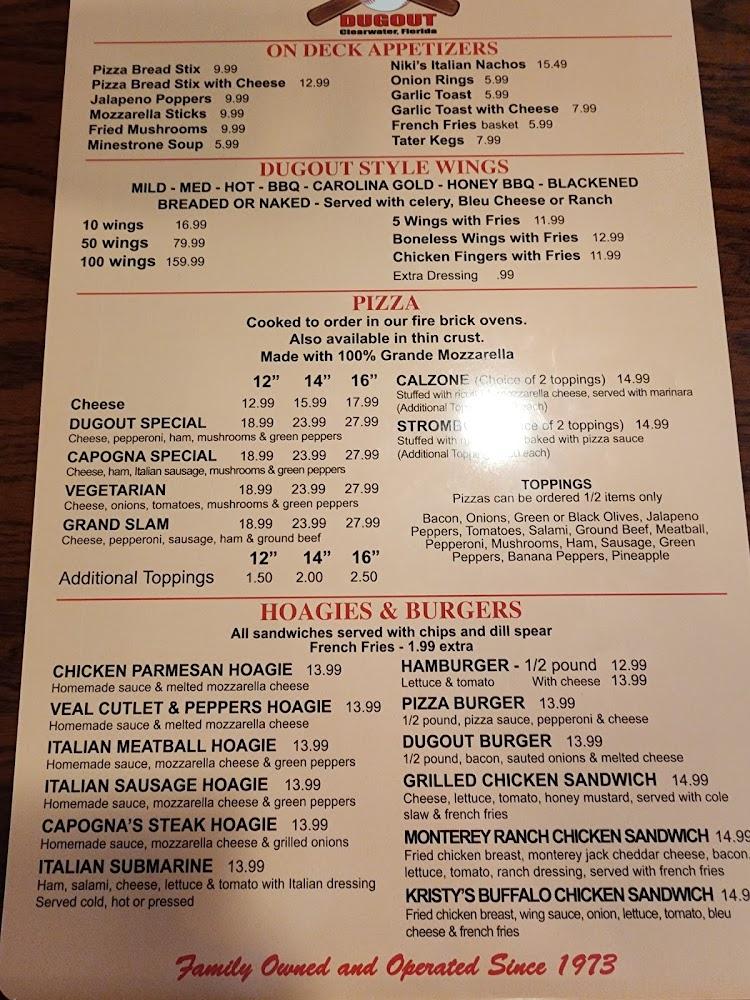 Capogna's Dugout Menu image 1