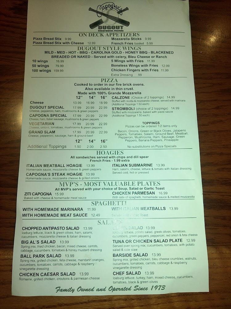 Capogna's Dugout Menu image 3