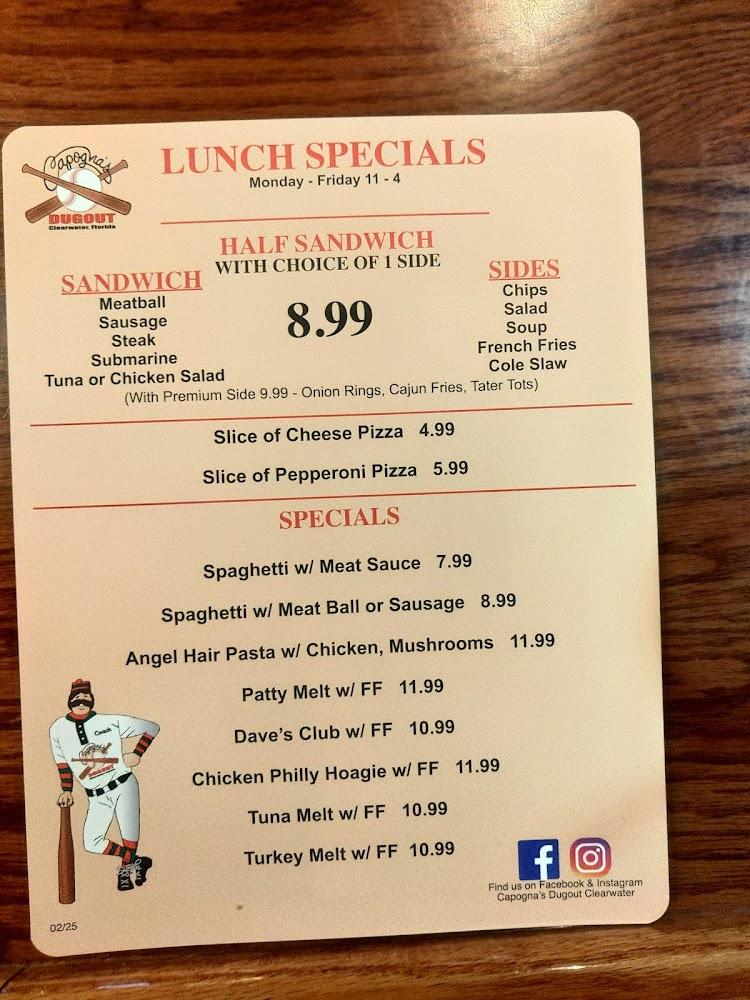 Capogna's Dugout Menu image 4